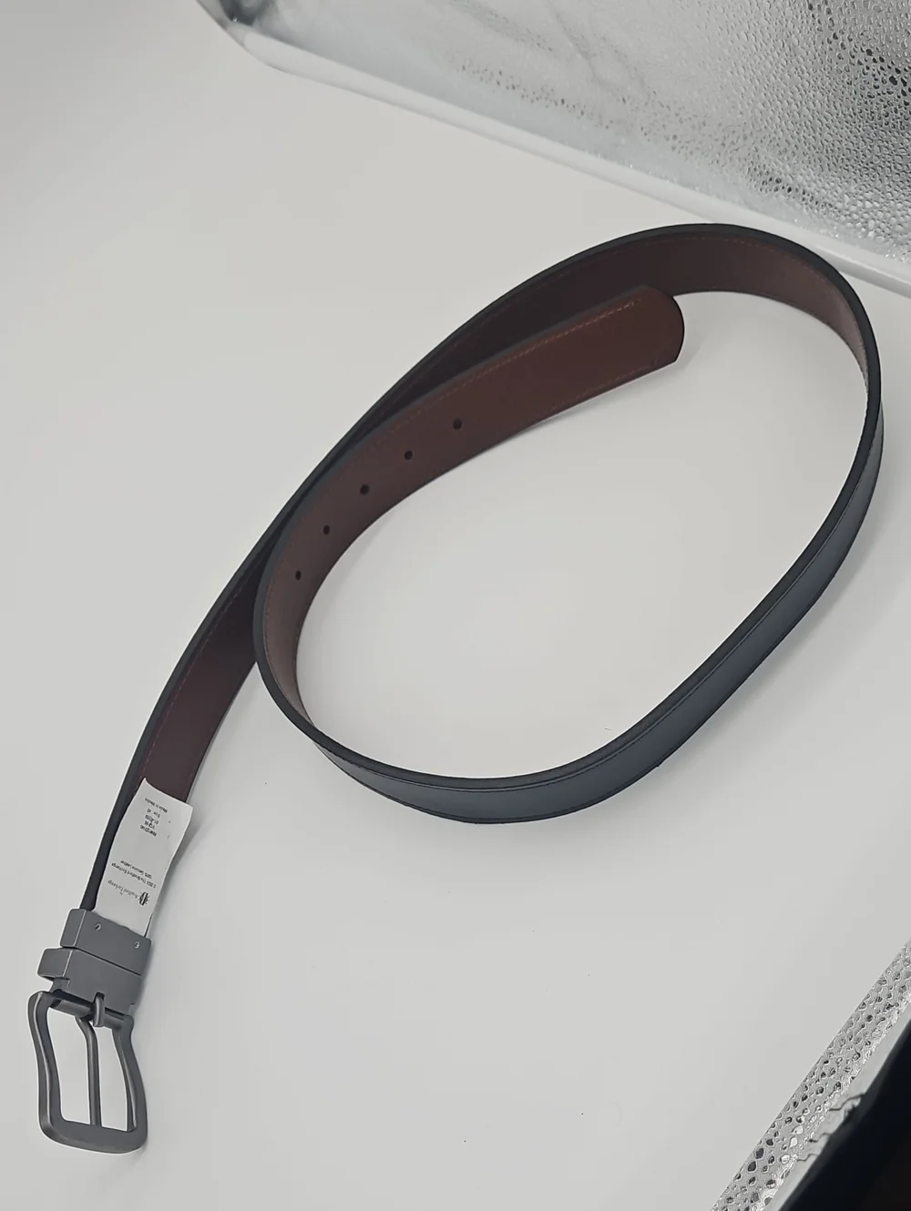 The Bradford Exchange Black and Brown Reversible Leather Belt for Men